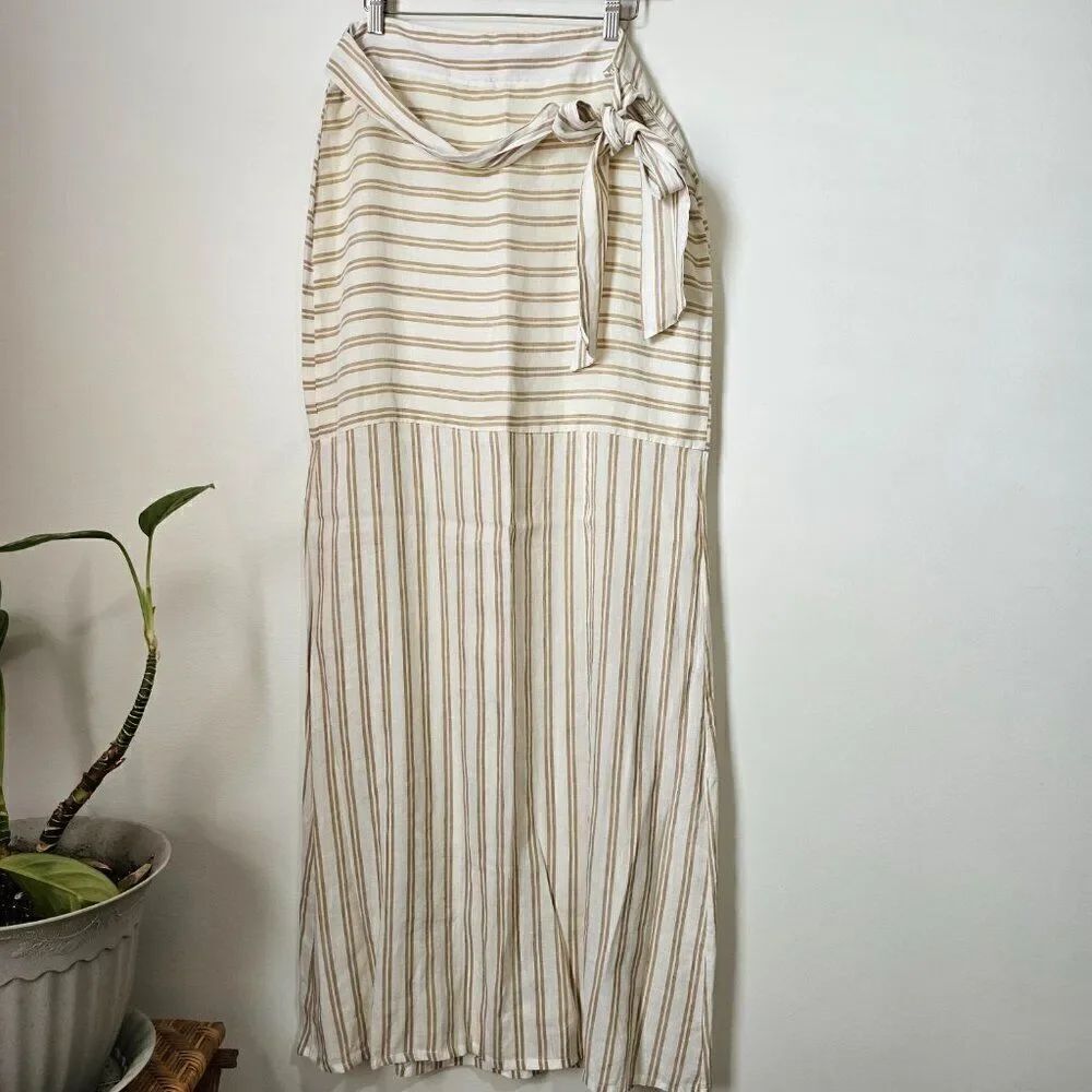 EUC DESIGNER EDMILLY STRIPED MAXI SKIRT SLIT SIDE SIZE M